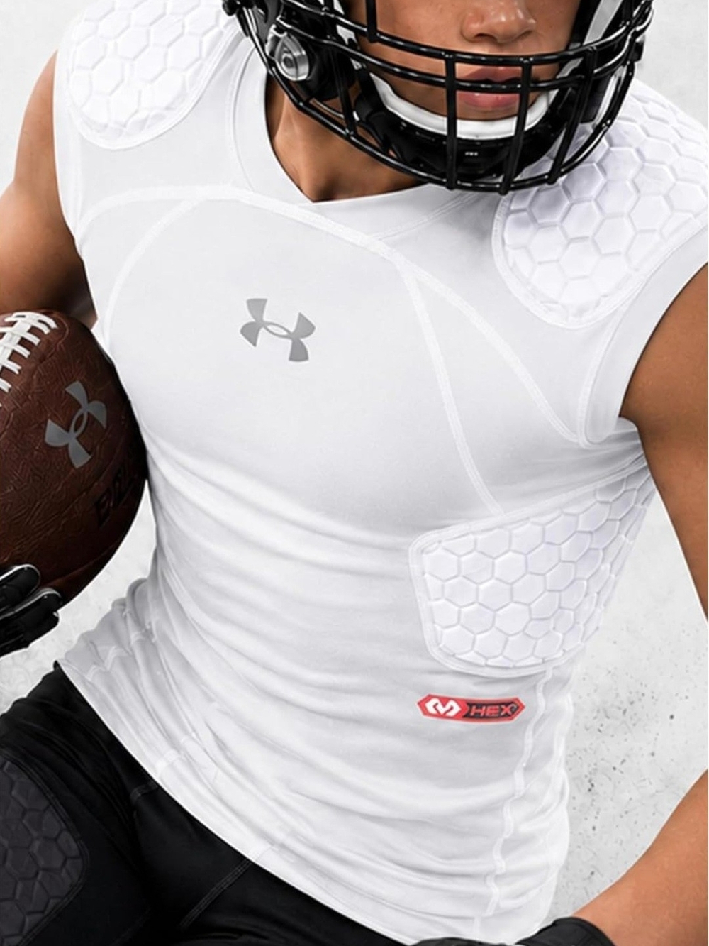 Youth Under Armour  White Padded Compression Football Shirt Medium